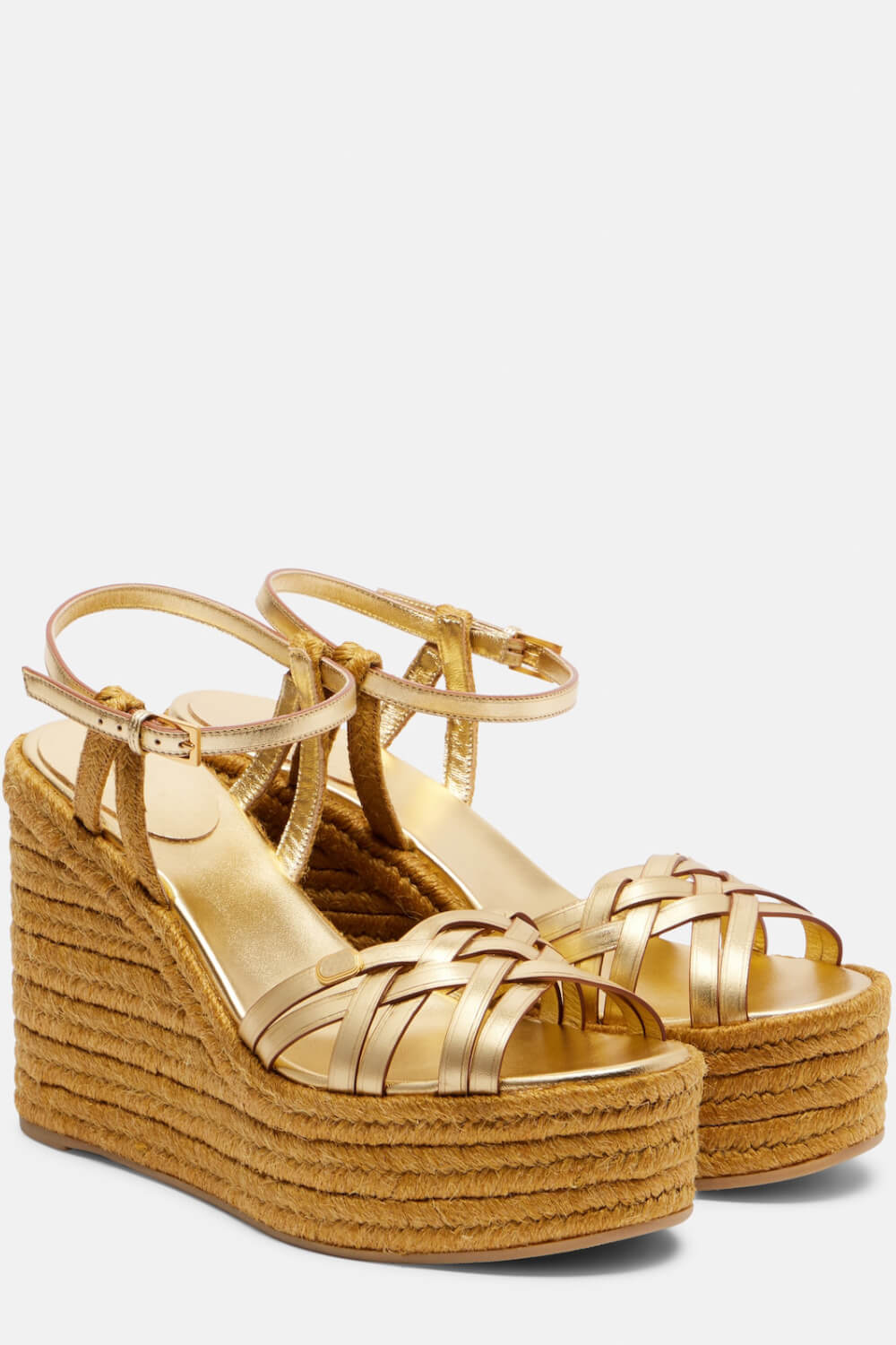 Leather Platform Espadrille Open Toe Wedge Sandals