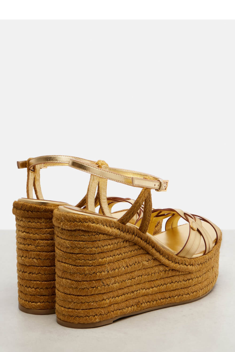 Leather Platform Espadrille Open Toe Wedge Sandals