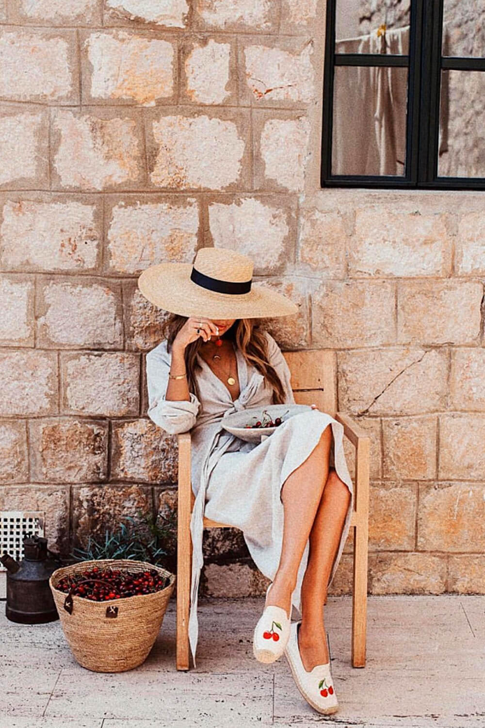 Black Ribbon Trimmed Wheat Straw Boater
