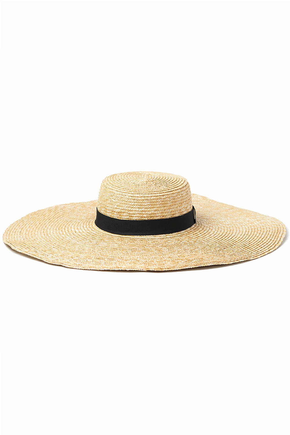 Black Ribbon Trimmed Wheat Straw Boater