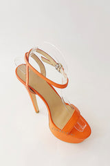 Orange Platform Heeled Sandals