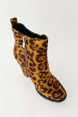 Brown Leopard Print Faux Suede Chunky Platform Boots