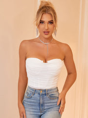 Sweetheart Collar Mesh Tube Top