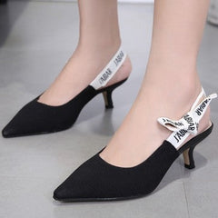 Letter Tape Pointed Toe Sandals